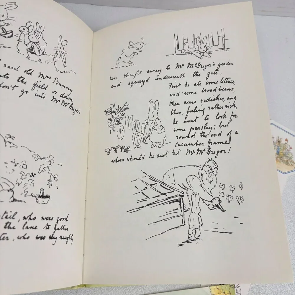 The History Of The‎ Tale Of Peter Rabbit Hardcover Book & Bookmarks Vintage 1976